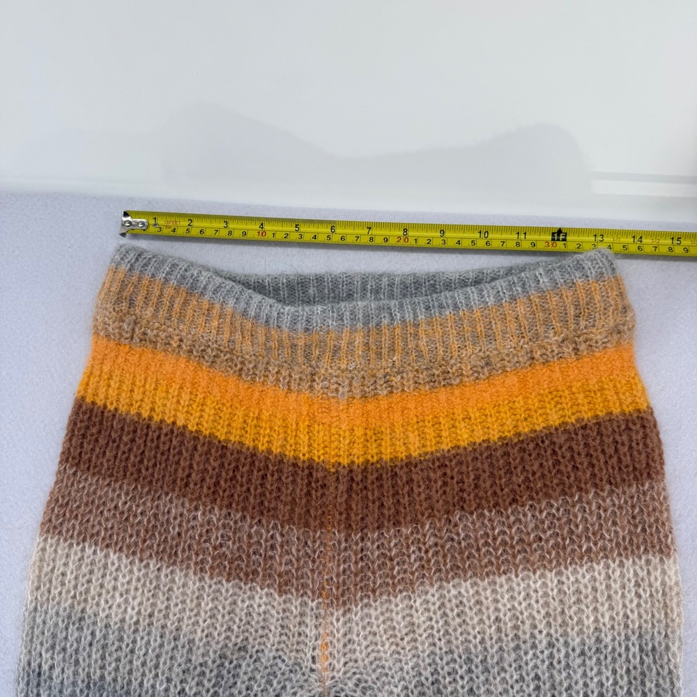 Something Navy Striped Alpaca Wool Knit Pants Orange Brown Grey Womens Size M - Picture 4 of 8